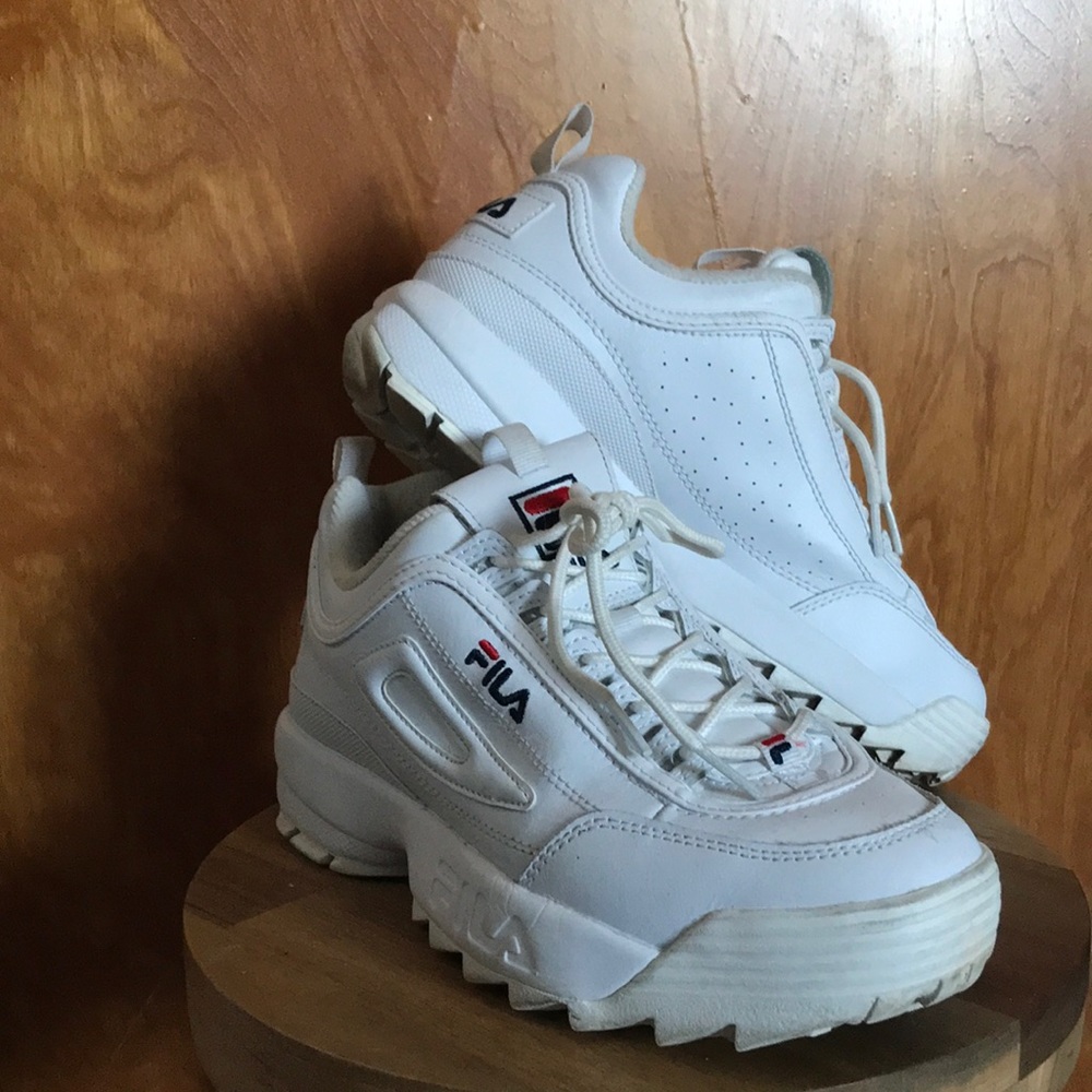 White Fila Disruptor Womens Size 8